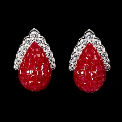 925 Sterling Silver Earrings Round Simulated Cz 2mm Gemstone Jewelry - Image 1 of 4