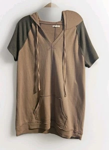 Maurices Damen Gr. Large Mauve Grau Kurzarm V-Ausschnitt Pullover Hoodie - Bild 1 von 7