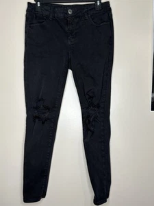 Womens 10S Black American Eagle Skinny Jeans Distressed - Picture 1 of 4