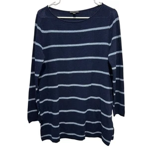 Eileen Fisher marineblau gestreifter Pullover mit U-Boot-Ausschnitt Wolle Alpaka Pullover Größe Small - Bild 1 von 7