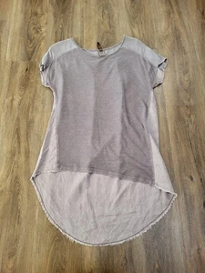 Top túnica mujer XCVI pequeño gris mezclado lino algodón asimétrico Lagenlook - Imagen 1 de 6