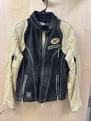 Jaqueta de motocicleta vintage feminina jeans couro Harley Davidson tamanho médio - Imagem 1 de 4