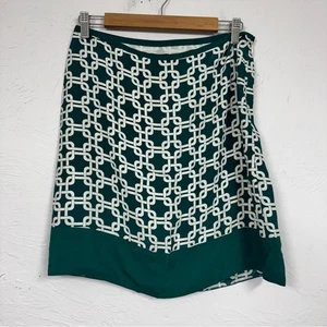 Minifalda de seda con estampado geométrico verde Banana Republic para mujer 4 preppy de lujo - Imagen 1 de 8