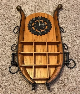 Vintage Hand Crafted Western Themed Oak Clock - Arthur Peterson (Titonka, Iowa) - Picture 1 of 9