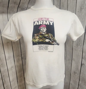 Vtg 1983 Women’s Splash Satire Shirt Join The Army Parody Punk Tee Made England - Picture 1 of 14
