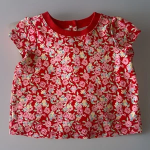 JANIE AND JACK Blue Skies Ditsy Floral Red Top Size 5 - Picture 1 of 5