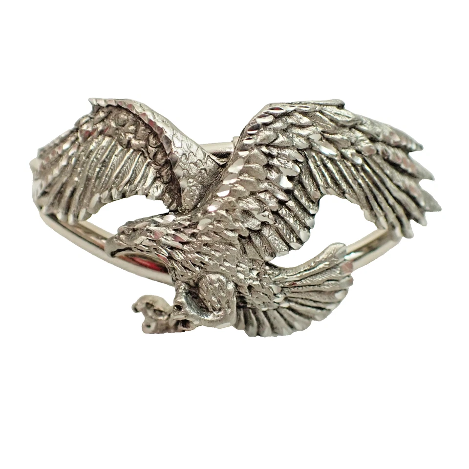 Sterling Silver Eagle Cuff Bracelet EIC925 1.3oz Bold Modern Flying Eagle Design - Image 1 of 4