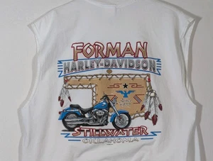 Harley-Davidson Mens White Sleeveless T-shirt Formans Stillwater Oklahoma XL - Picture 1 of 6