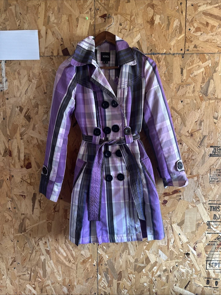 XOXO траур славы фиолетовый/черный Gingham клетку двубортный Peacoat - Изображение 1 из 4