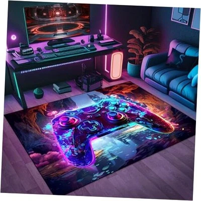 Gaming Area Rug Teen Boys Carpet, Colorful Gamepad 63" x 47" Karst Cave - Image 1 of 4