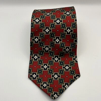Corbata geométrica multicolor 100 % seda Boston Harbor para hombre -78 vintage preppy Foto 1 de 4