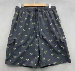 Beverly Hills Polo Club Men's XL Swim Trunks Black Palm Trees Cargo Pockets - Picture 1 of 9