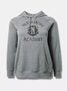 Torrid Wednesday Classic Fit Cozy Gray Nevermore Fleece Hoodie Sz 4 4X 26 NWT - Picture 1 of 4