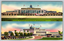 c1940s Linen Terminal Washington National Airport DC Vintage Postcard