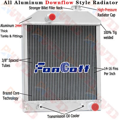 3 Row Aluminum Radiator Fits Ford 5000 5100 5200 535 545 5600 6600 D3NN8005SB - Image 1 of 4