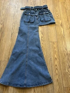NWT Punk Rock Skirt Fashion Nova SHOWDOWN Denim~Maxi or Mini?? Goth/Grunge~ - Picture 1 of 12