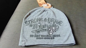 Kitti Hat Beanie Style 'Strong & Brave' Reversible CottonRich 9-16y Grey MixBNWT - Picture 1 of 2