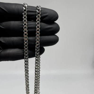 COLLANA GIROCOLLO CATENA GRUMETTA LUNGA COLORE ARGENTO ACCIAIO UOMO FIRMATA 82CM - Immagine 1 di 4