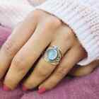 Moonstone Ring Spilt Shank Ring 925 Silver Statement Ring Chunky Ring All Size
