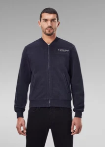 G-Star Raw Bomber Zip GR Fleece Sweater Jacket Mazarine Blue Sz Medium - Picture 1 of 8