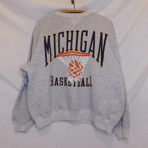 Vtg 90s Univ of Michigan Sz M Basketball Galt Sand Pullover Sweatshirt - Picture 1 of 6