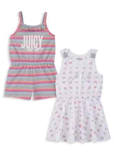 Juicy Couture Girl's 2-Piece Multicolor Cotton Blend Striped Romper & Dress Set - Picture 1 of 6