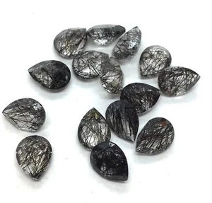Natural Pear Black Rutile Cut AAA Loose Gemstone For Making All Type Jewelry - Picture 1 of 23