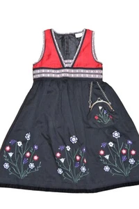 Panca norvegese per bambina con borsetta ricamata scandinava misura EUR 86 cm - Foto 1 di 5