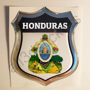 Sticker Honduras Emblem Coat of Arms Shield 3D Resin Domed Gel Vinyl Decal Car - Picture 1 of 1