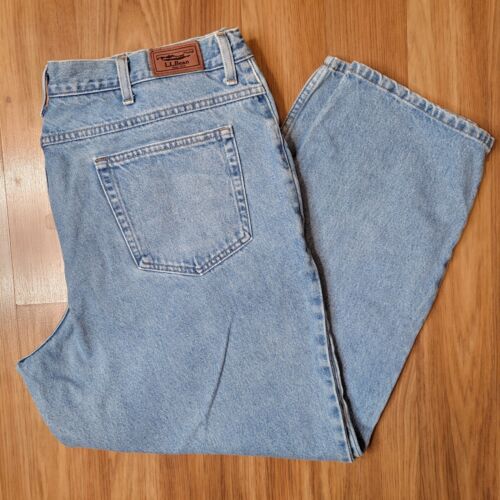 LL Bean Jeans Męskie 40x30 Komfort Talia Niebieskie Elastyczny Wytrzymały Dżins Heritage Tough