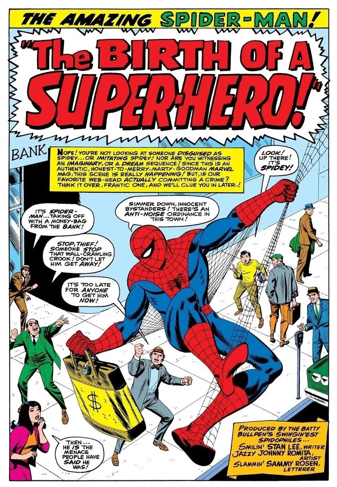 Mini lienzo de bellas artes cubierta de cómic clásico Spider-Man Birth of a Superhero  Foto 1 de 1