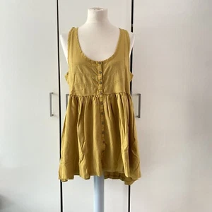 Free People Brooke Tunic Size S Small Button Babydoll Pleated Sleeveless Top - Picture 1 of 7