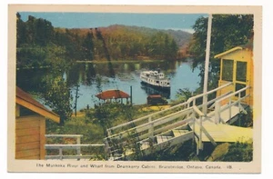 Barco de vapor Bracebridge Ontario Muskoka River y muelle de cabañas Drumkerry PECO - Imagen 1 de 2