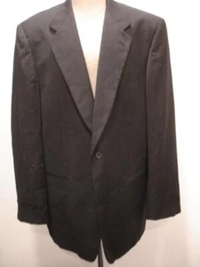 Men's 44XL Monsieur By Givenchy Charcoal Gray Striped Suit Jacket Blazer USA Vtg - Picture 1 of 15