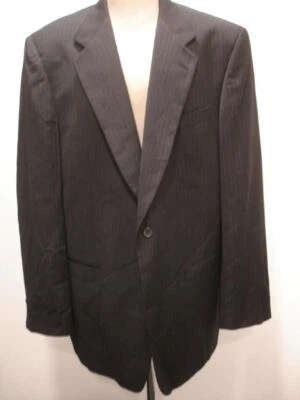 Men's 44XL Monsieur By Givenchy Charcoal Gray Striped Suit Jacket Blazer USA Vtg - Image 1 of 4