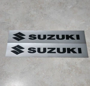 Suzuki 7x1.5" black on silver pre cut high quality weather proof sticker 2pcs - Picture 1 of 1