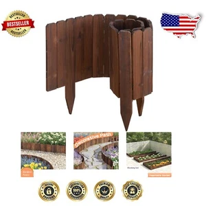 Classic 2-Pack Wooden Garden Edging Borders - 8ft Decorative Landscape Fencing - Picture 1 of 9