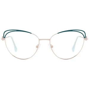 Breite Cateye Brille für Damen Metall optisches Gestell Brille Federscharniere grün - Bild 1 von 21
