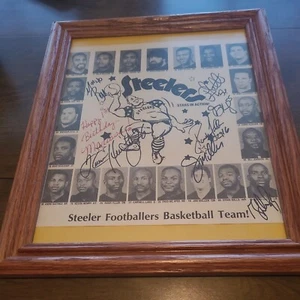 Nice Pittsburgh Footballers Basketball Team Poster. Framed Signed By Greg Lloyd - Picture 1 of 4