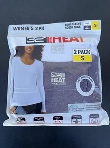 32 Degrees Women's Long Sleeve 2 Pack Scoop Neck Base Layer Tee, Purple/White, S - Picture 1 of 2