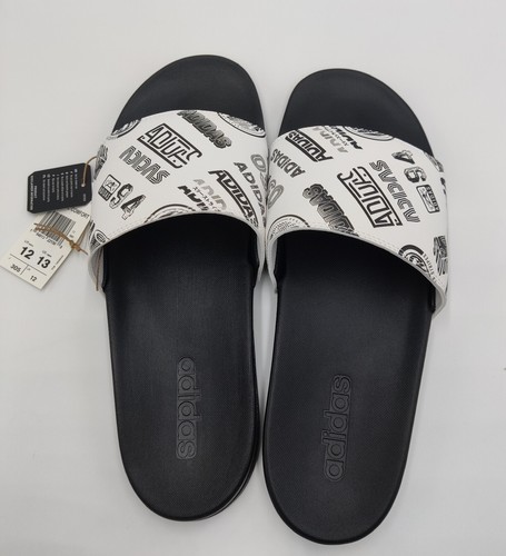 Sandali Adidas FZ1751 da uomo taglia 12 neri bianchi stampati Adilette Comfort Slide ð¥