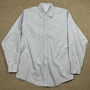 Camisa Brooks Brothers 17.5-37 Regent 1818 Calce Blanco Azul Rayas Abotonada - Imagen 1 de 7