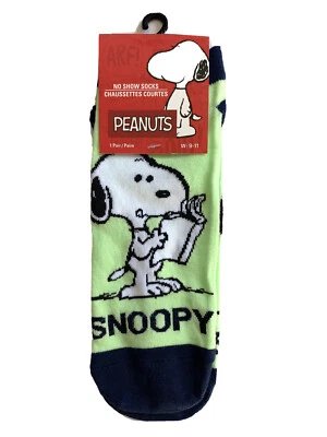 Peanuts Snoopy the Beagle 狗女式无展示袜石灰绿色 9-11 码全新 — 第 1/4 张图片
