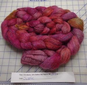 Merino Wool Stellina Combed Top Roving Spinning Knitting Felting Glitz Sweetie - Picture 1 of 1