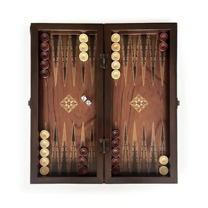 Classic Handmade Massive Wood Backgammon Set Small Size 36,5 cm x 17 cm x 5 cm - Picture 1 of 8