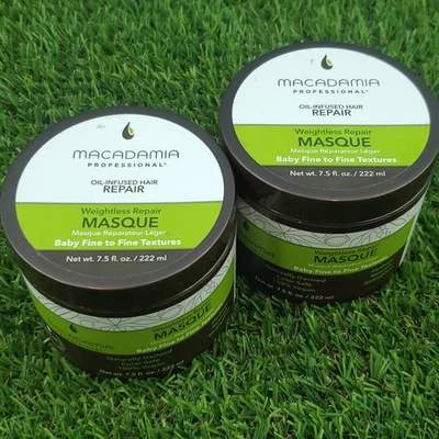 (2) LOTE de mascarillas reparadoras con infusión de aceite sin peso para el cuidado del cabello profesional de macadamia Foto 1 de 4