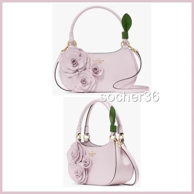KATE SPADE FLORA ROSE SHOULDER BAG 3D PALE AMETHYST KK970 NWT $429 - Image 1 of 4