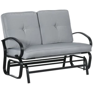 Outdoor Garden 2-Person Gliding Chair Patio Glider with Cushions Steel Grey - Picture 1 of 11