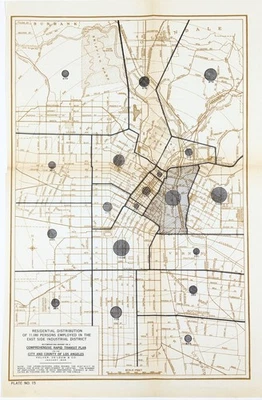 1925 LOS ANGELES - RAPID TRANSIT  MAP Original  EAST SIDE INDUSTRIAL DISTRICT - Image 1 of 4