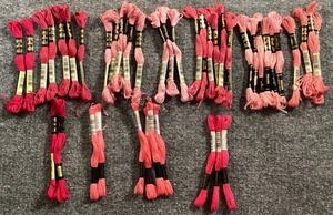 DMC Embroidery Floss Mixed Pink Lot of 44 Skeins 600 3350 776 760 961 3354 3689 - Picture 1 of 11